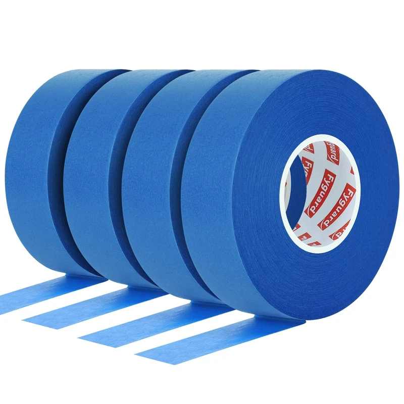 Fyguard 4 Rolls Blue Masking Tape, 50m x 24mm Painters Tape Paper Tape Painting Tape Decorators Tape Heat Resistant for Painting Work Renovations DIY Crafts