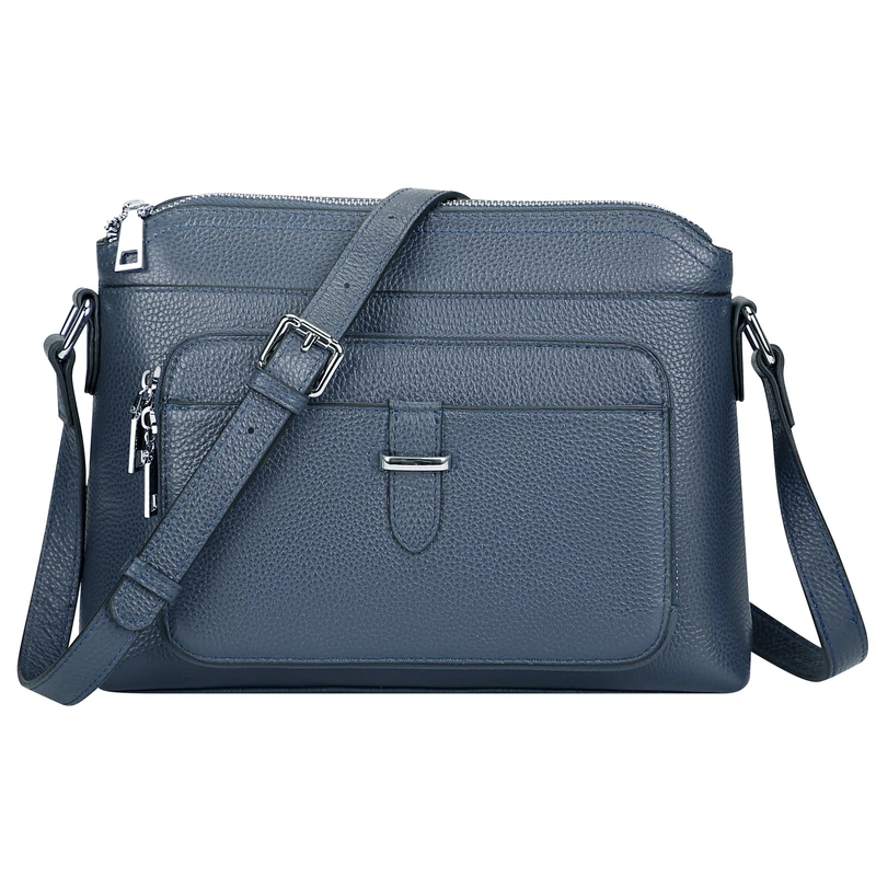 Over Earth Genuine Leather Crossbody Purses for Women Ladies Bag Genuine Leather Crossbody Bag with Card Pocket, Upgrade Indigo Blue, S