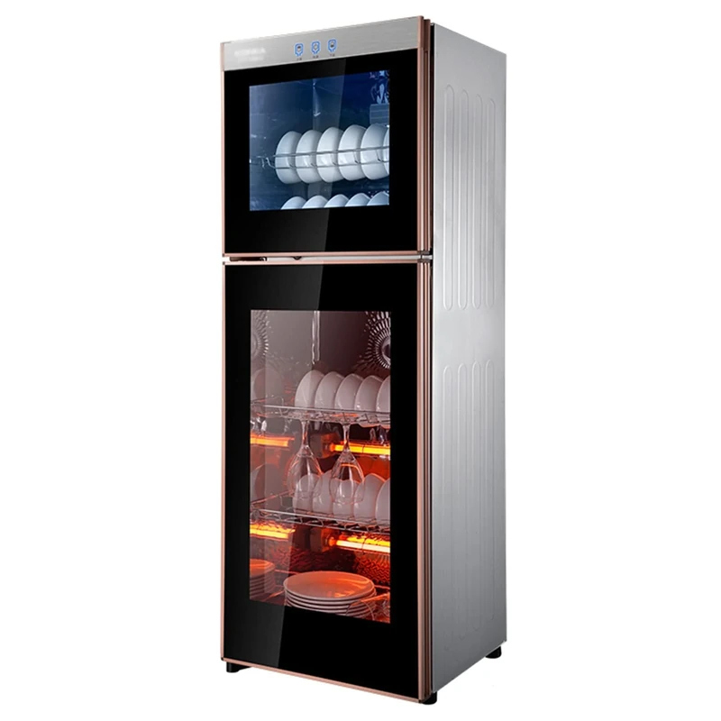 PPGE Home 168L/198L Upright Sterilizing Cabinets Stainless Steel Cupboards Disinfection Cabinet Suitable For Sterilizing Tableware And Dishes (Color : Black, Size : 42 * 36.5 * 129cm)