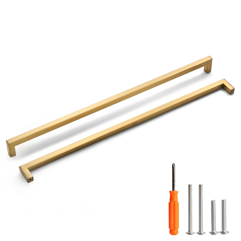 Redunest Cabinet Pulls Gold Cabinet Handles Square Drawer Pulls, 10 Pack 18 Inch Stainless Steel Kitchen Door Cupboard Cabinet Handles, Drawer Hardware Handles, 458mm Hole Centers