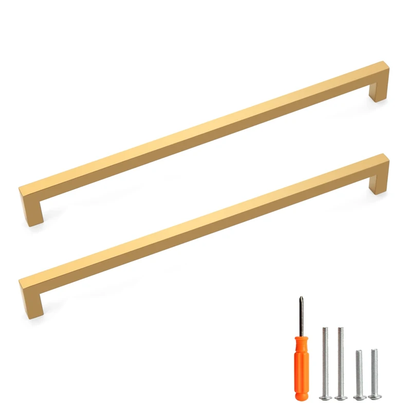 Redunest Cabinet Pulls Gold Cabinet Handles Square Drawer Pulls, 40 Pack 12-3/5 Inch Stainless Steel Kitchen Door Cupboard Cabinet Handles, Drawer Hardware Handles, 320mm Hole Centers