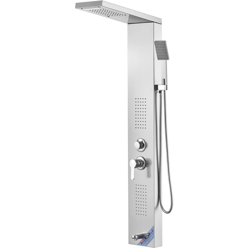 VEVOR Shower Panel System with 5 Modes, LED Shower Panel Tower, Rain, Waterfall, 2 Body Massage Jets Bathtub Spout Handheld Shower Head with 1.5m Hose, Shower Set