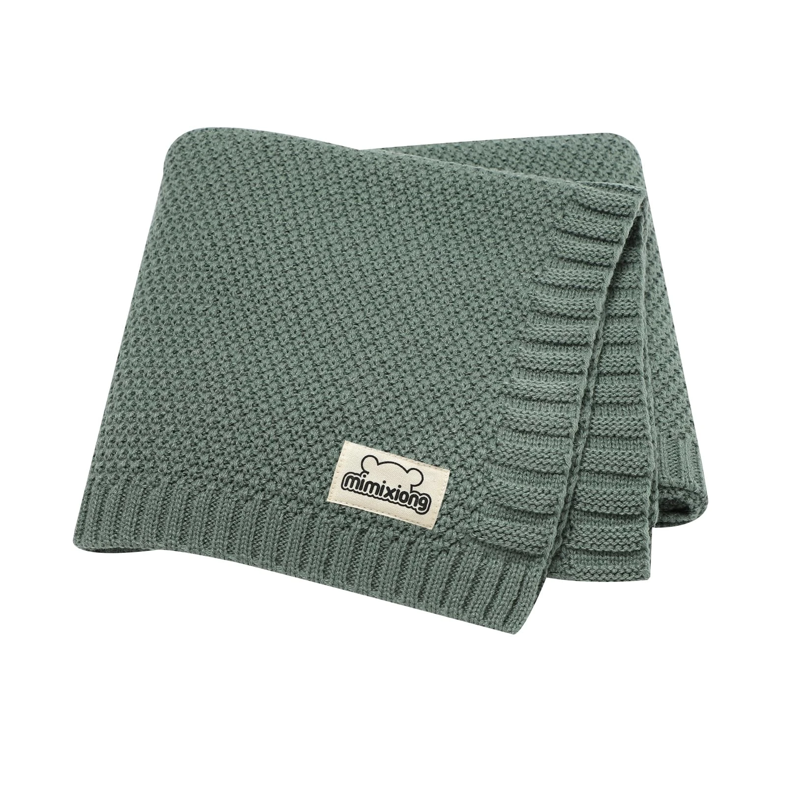 mimixiong Baby Blankets Soft Lightweight Knitted Blanket, Pram/Travel/Moses Basket Baby Blanket for Newborn Baby Boy Girls - 100 x 80 cm, Deep green