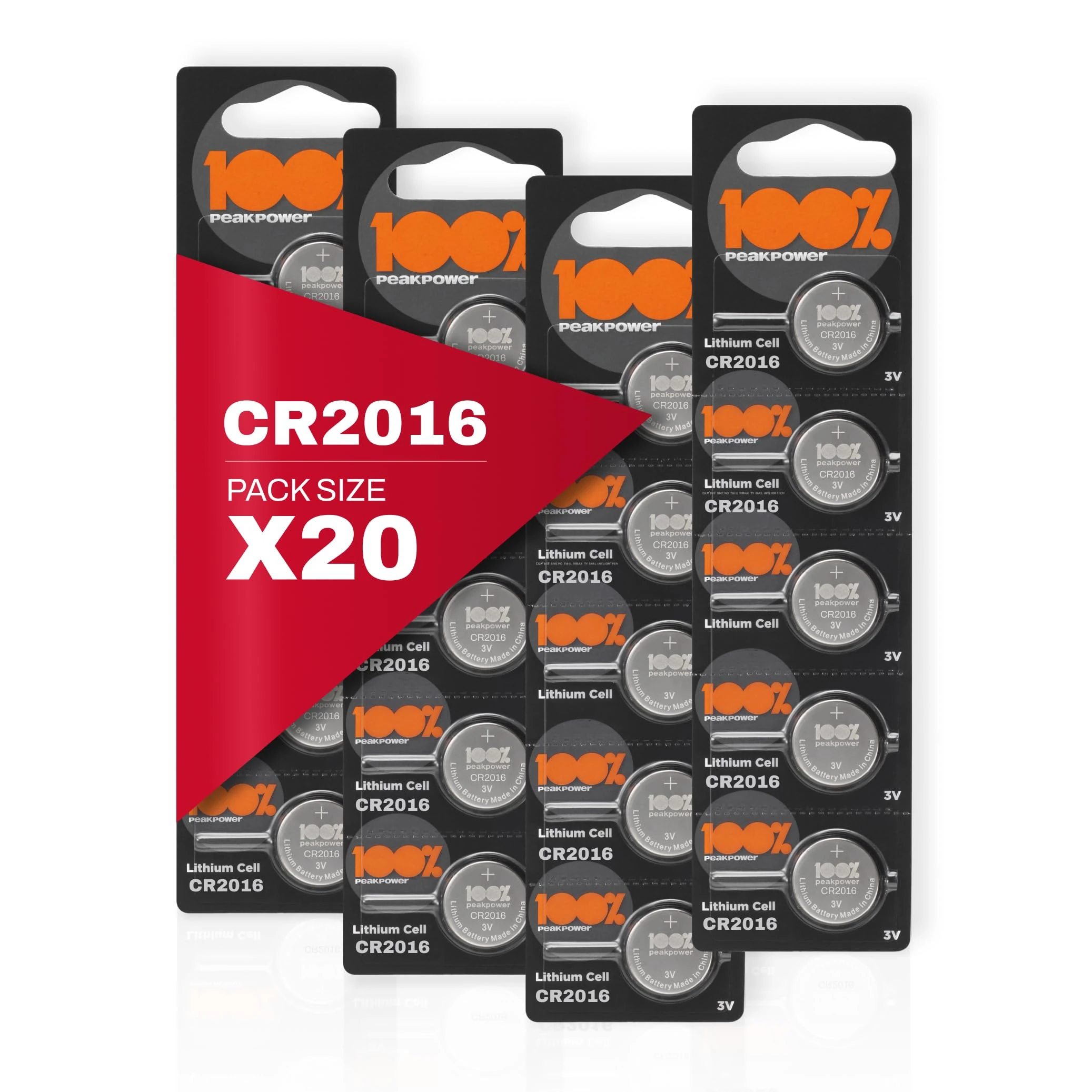 100PP CR2016 Batteries 3V Lithium – Pack of 20 – (CR 2016 / Batteries CR2016 / DL2016 / ECR2016/) Ideal for Toys - Remotes – Head Torch - Tea Light Candles – Keyfob – Scales