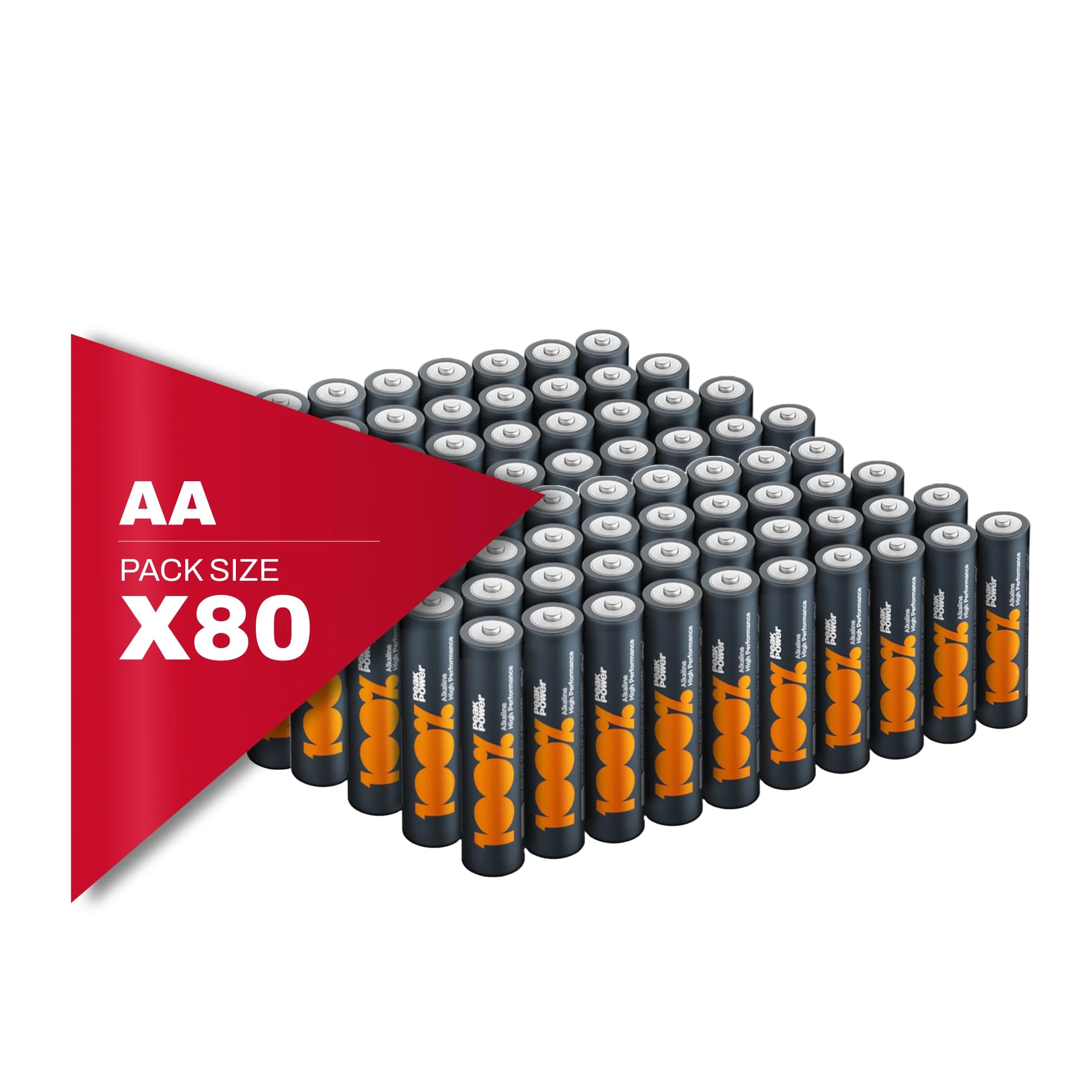 100PP AA Batteries pack of 80 AA Batteries Alkaline - 10 year shelf life, ideal for everyday hungry devices, long lasting power, anti-leakage technology | also known as LR06, MN1500, 15A, AM3
