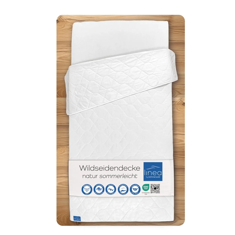LINEA by böhmerwald nature wild silk duvet, summer light, 200 x 220 cm, 100% wild silk, suitable for allergy sufferers, washable up to 40 °C, produced in Germany