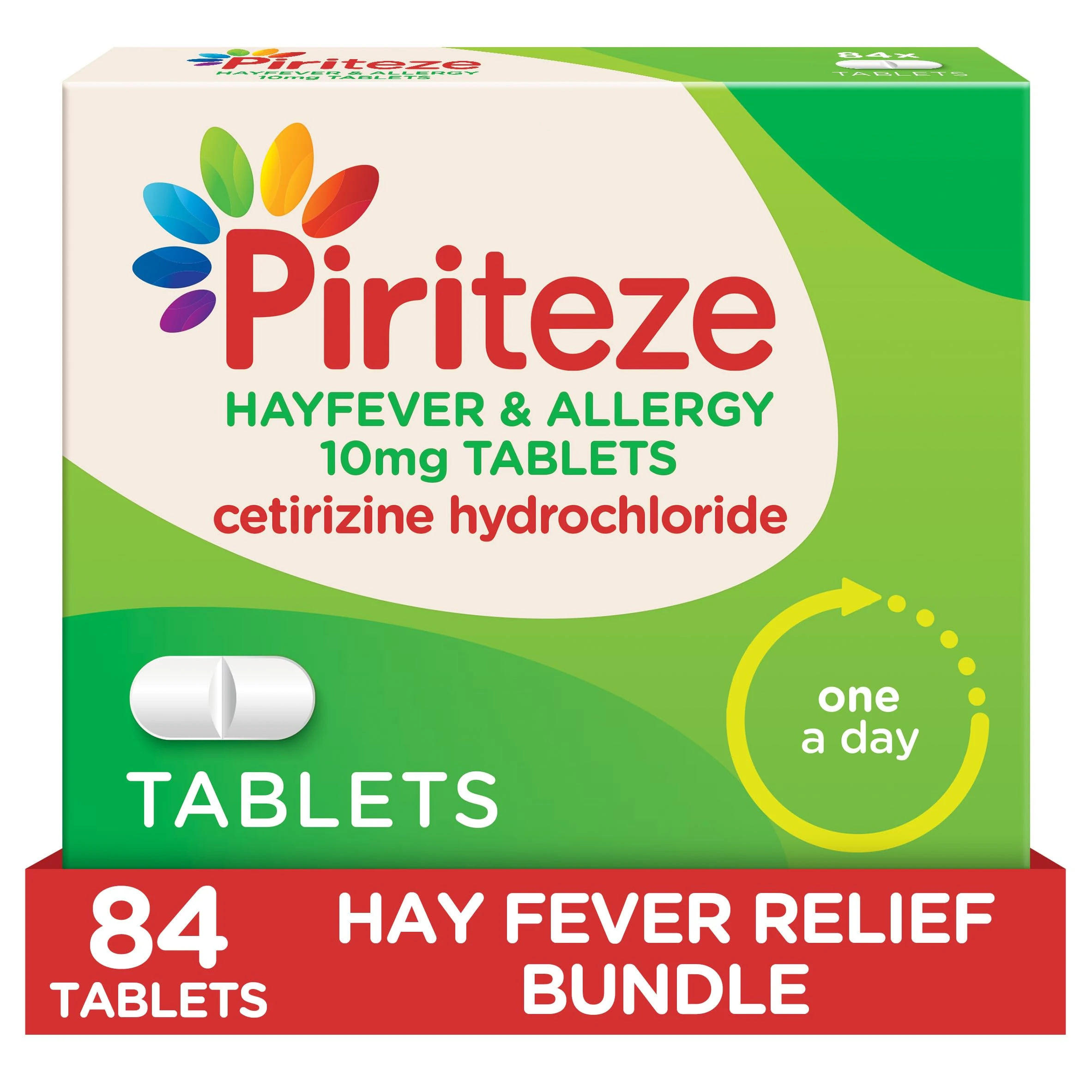 Piriteze Hayfever & Allergy Antihistamine Tablets (12x7 Pack), Allergy Relief, Cetirizine, 84 Tablets