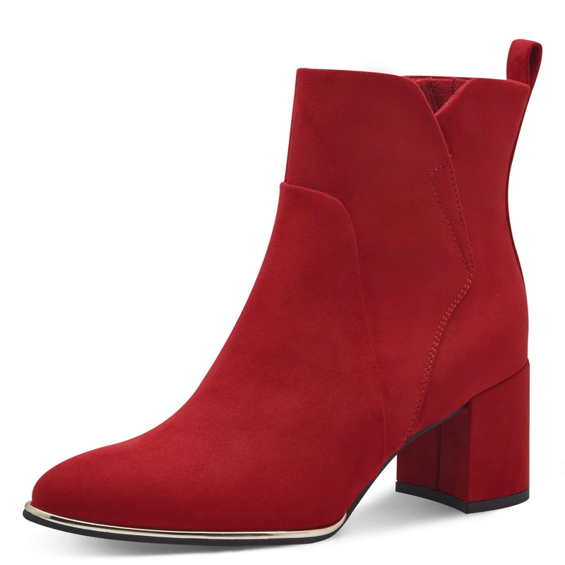 MARCO TOZZI Women's Vegan Ankle Boots with Block Heel, dk red, 8.5 UK