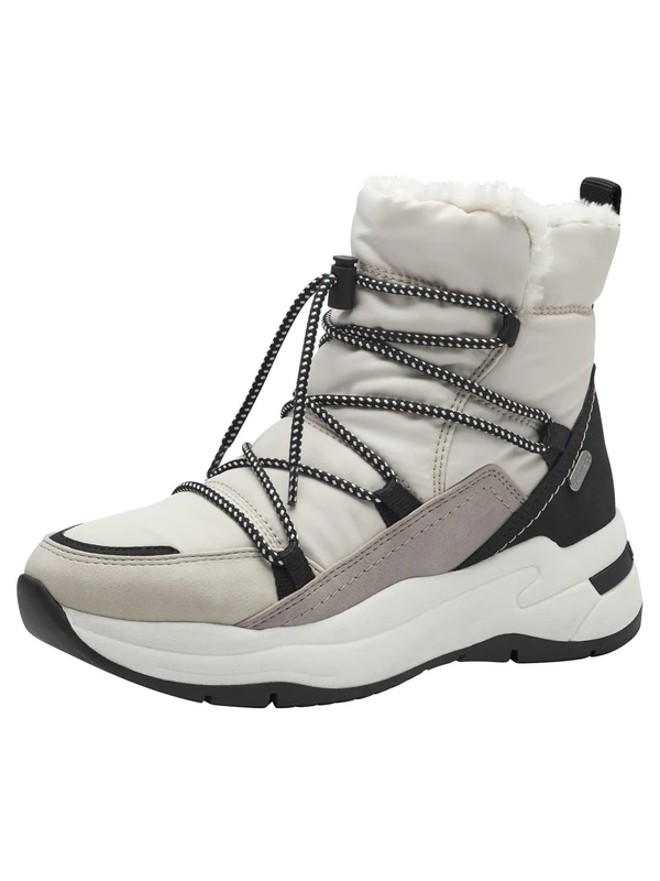 MARCO TOZZI Women's High Trainers with Winter Lining with Elastic Band, Cream Comb, 8 UK