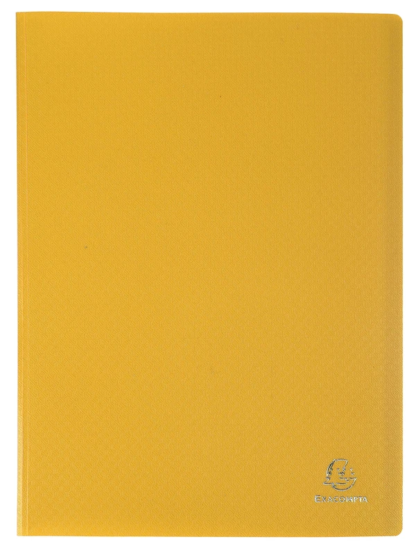 Exacompta - Ref 8519E - Box of 25 OPAK Document Protectors - 10 Non-Reflective Grained Pockets - 20 Sheets - for A4 Size - Size 24 x 32 cm - Soft Polypropylene Cover - Color Yellow