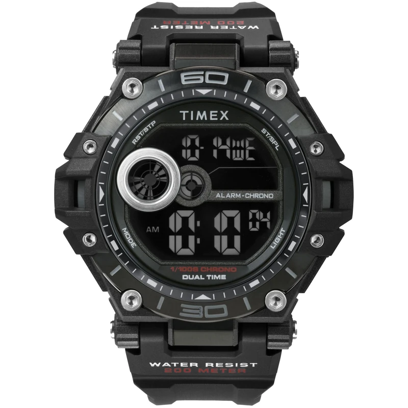 Timex Men's Sport 52 mm Watch - Black Resin Band Digital Dial Black Case TW5M63400