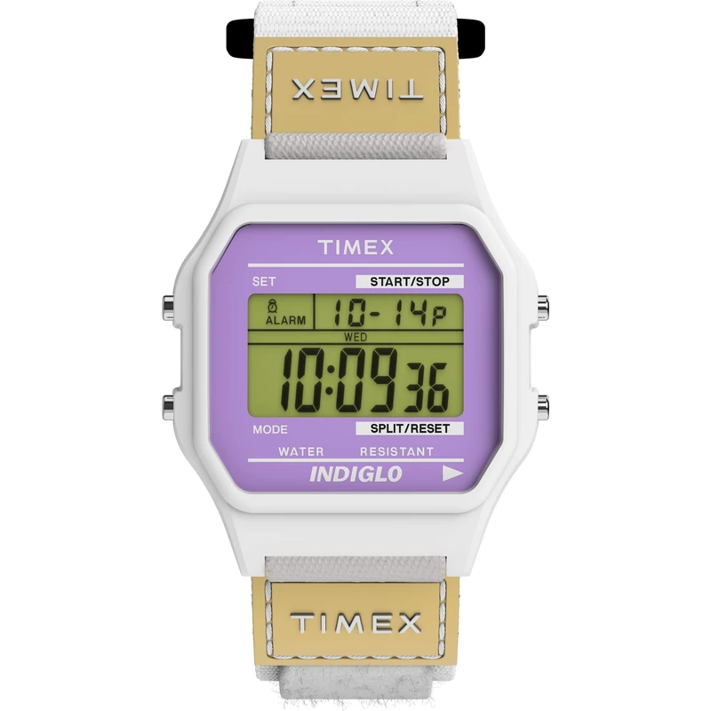 Timex Unisex Main Street 36 mm Watch - White Nylon Strap Digital Dial White Case TW2W72300