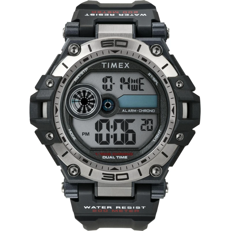 Timex Men's Sport 52 mm Watch - Black Resin Band Digital Dial Black Case TW5M63300