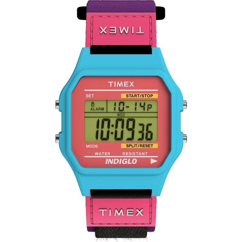 Timex Unisex Main Street 36 mm Watch - Purple Nylon Strap Digital Dial Blue Case TW2W72400 - Image 1