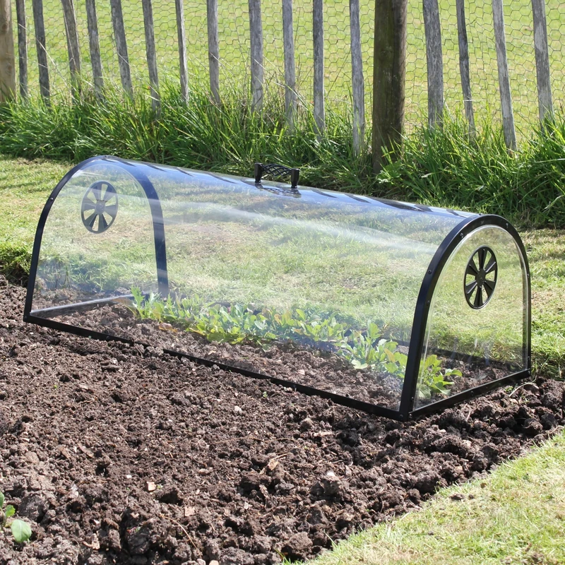 Haxnicks Kitchen Garden Cloche | Stylish Grow Tunnel Style Plant Protection Cloche | Growing Salad Vegetables | Transparent, 100 x 45 x 35 cm KG010102