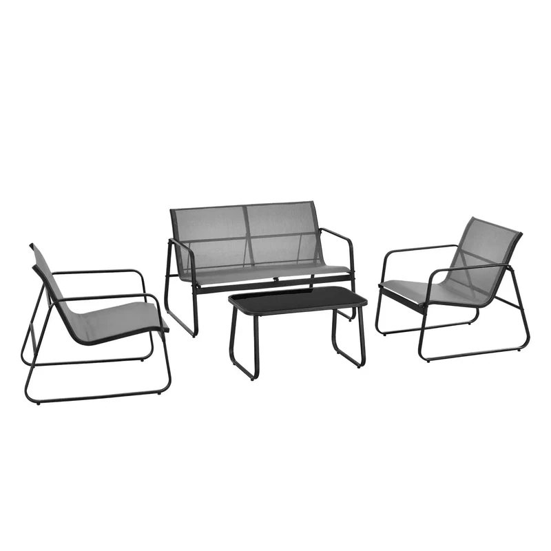 Megashopitalia Garden Furniture Set with Sofa 2 Armchairs Glass Coffee Table - Image 1