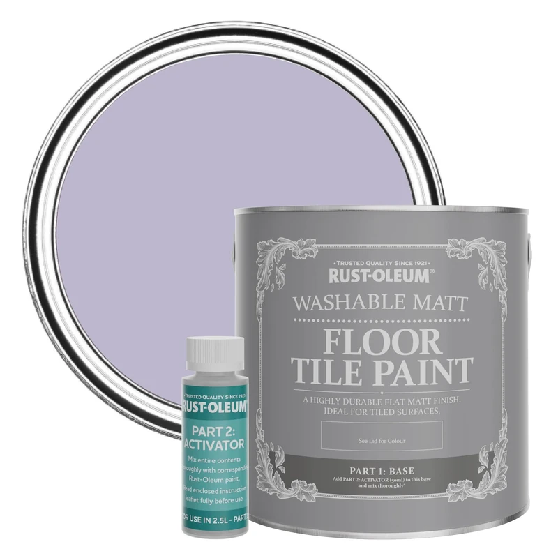 Rust-Oleum Purple Washable Matt Floor Tile Paint, Matt Finish - Wisteria 2.5L
