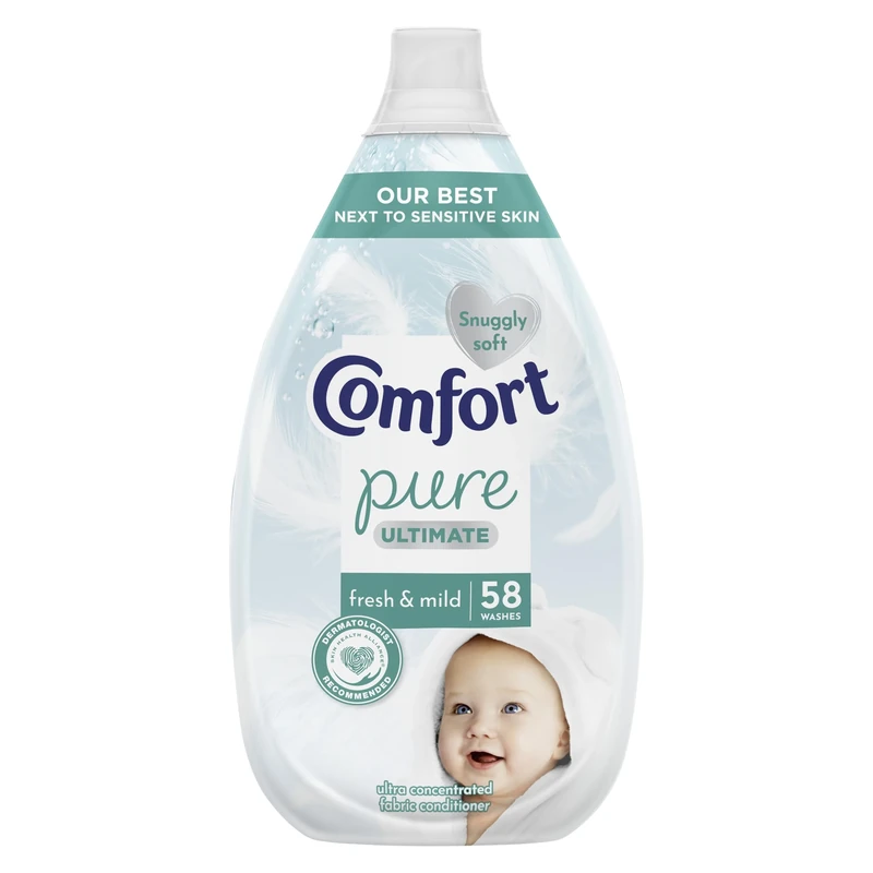 Comfort Pure Ultimate Fresh & Mild Ultra Concentrated Fabric Conditioner Dermatologist-Recommended Gentle Next to Sensitive Skin 58 washes (870 ml)
