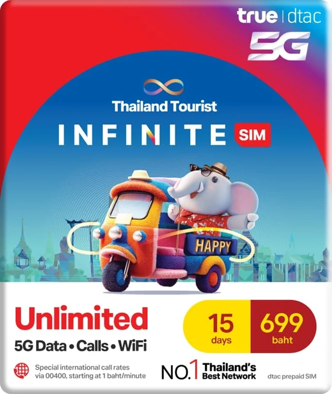 TSIM Thailand eSIM Card 15 Days Unlimited Data | Auto Activating | 5G DTAC Network With Tethering/HotSpot/Internet Sharing | QR Code included
