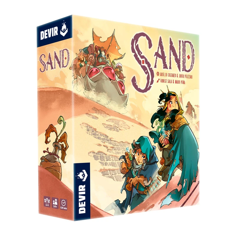 DEVIR Thames & Kosmos Sand, Strategy Board Game, Family Games for Games Night, Pick-Up-and-Deliver Board Game for Adults and Kids, For 1-4 Players, Suitable for Ages 14+