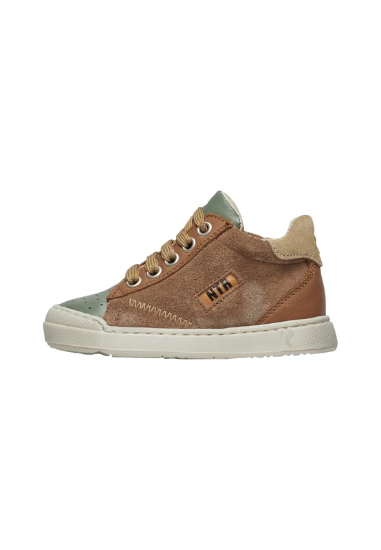 Naturino FALUK High Zip-Sneakers Leather and Suede, Cognac Azure, 34 EU