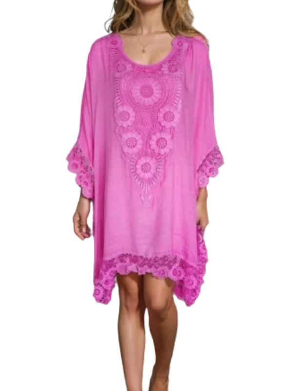 Zaif & Hari Women Kaftan Tunic Kimono Dress for Holidays, Nightwear, Beach Cover Up, Mini Caftans, Swimsuit Summer Tops - Free Size UK