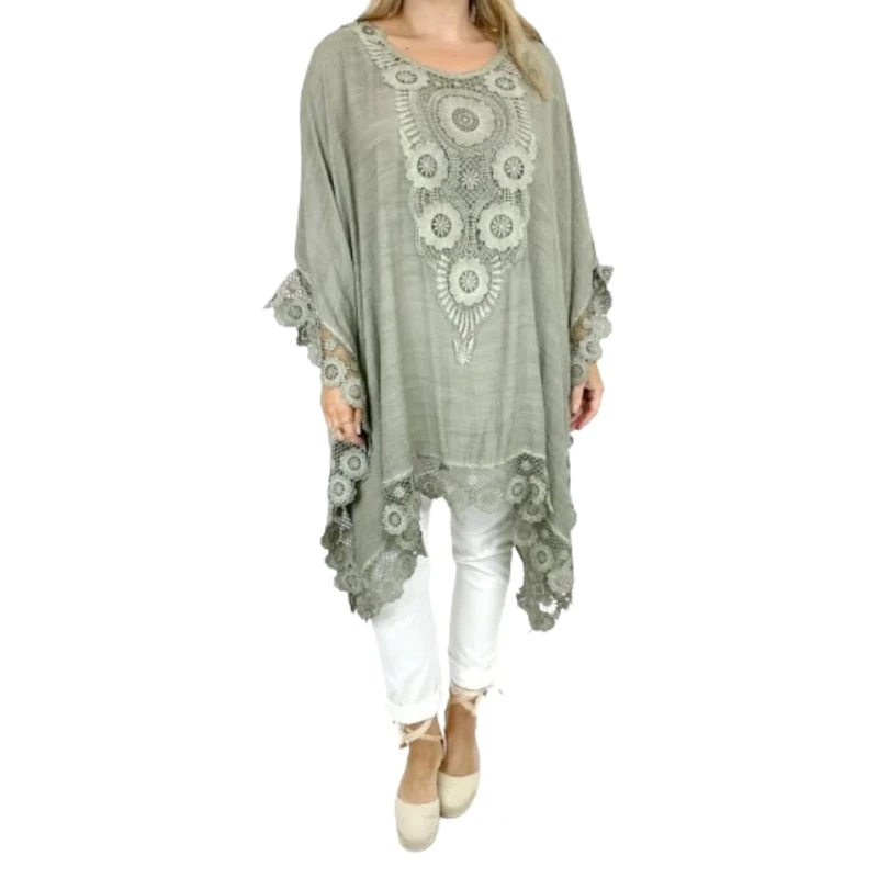 Zaif & Hari Women Kaftan Tunic Kimono Party Dress for Holidays Nightwear Stylish Dress Ladies Beach Cover Up Caftans Mini Dress Swimsuit Summer Tunic Tops Free Size UK(Khaki)