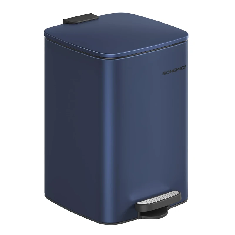 SONGMICS Kitchen Bin, 5.2-Gallon (20 L) Trash Bin, Steel Pedal Bin, with Inner Bucket, Soft Close and Stays Open, Midnight Blue LTB592Q02