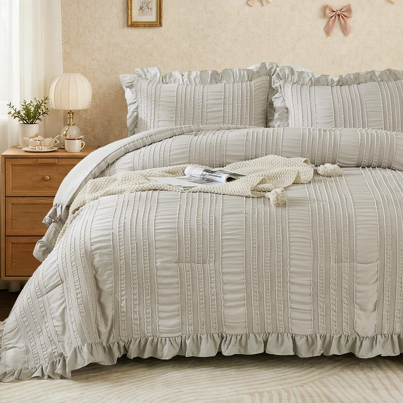 WONGS BEDDING Seersucker Comforter Set YS01AB010957Q3U-A
