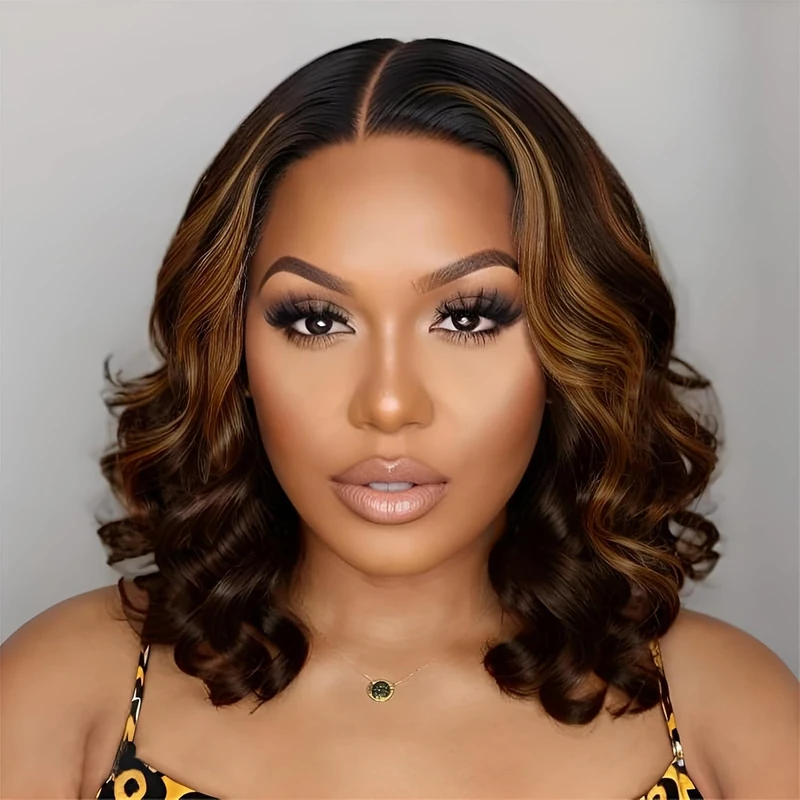 Tinashe Wear and Go Glueless Bob Wig Human Hair 5x6 HD Lace Closure Pre Plucked Wavy Lace Front Wig Human Hair Short Bob Wigs for Black Women Loose Bob P1B