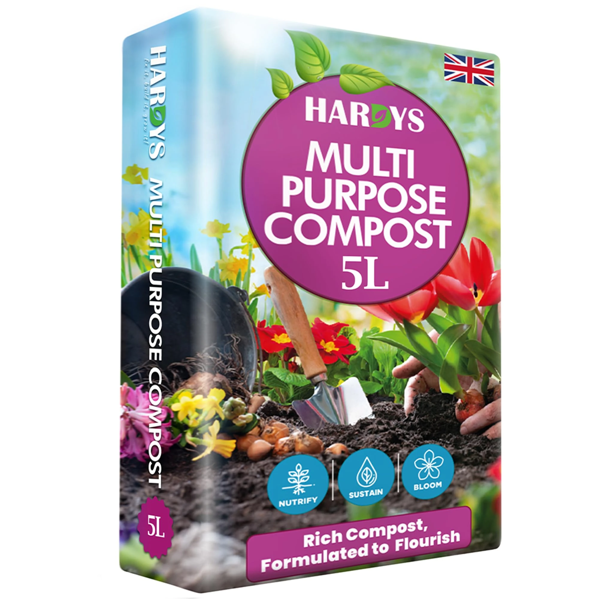 Hardys 5L Multi Purpose Compost - Potting & Seed Compost for Outdoor Plants | All Purpose Indoor Plants Potting | Nutrient Rich Fertiliser for Garden, Pots, Planter Beds
