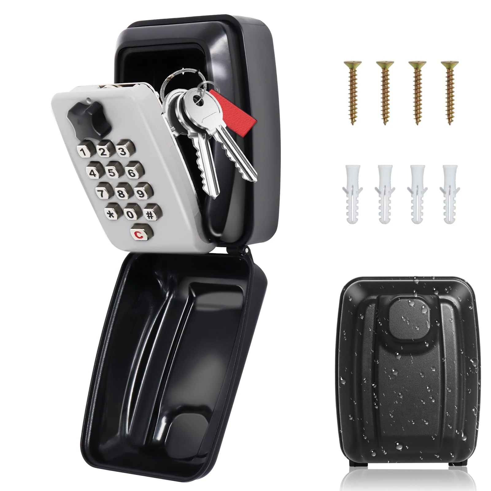 Key Safe Outdoor Police Preferred, Key Lock Box Wall Mounted Outside with Code, 12-Digit Combination Keysafe Lockbox for Home Garage Office Warehouse