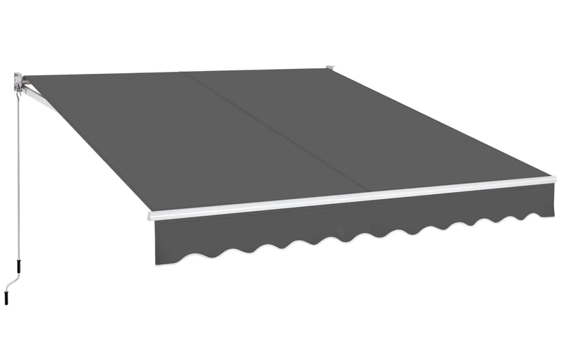 Yaheetech 3 x 2.5m Retractable Manual Awning, Garden Outdoor Canopy Awning Sun Shade Shelter with Fittings and Hand Crank Anti-UV and Waterproof for Patio/Yard/Balcony, 280g/m² Polyester, Dark Grey