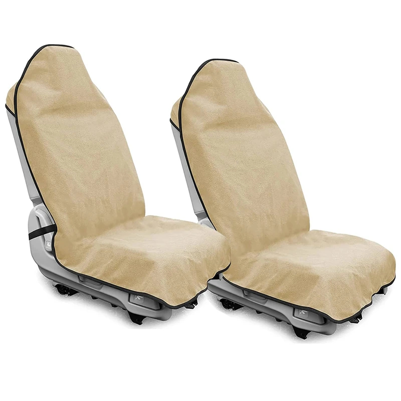 Waterproof Sweating Car Seat Cover for Post Gym Workout, Running, Swimming, Beach and Hiking, Universal Fit Non-Slip Bucket Seat Protector for Cars SUV Trucks, Machine Washable (2pcs Off-White)