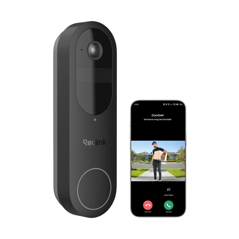 Reolink Battery Video Doorbell Camera Wireless, 2K Doorbell with 1:1 Head-To-Toe View, Video Call, Package Detection, 2.4/5GHz WiFi, No Monthly Fee For Local Storage (Chime not included)