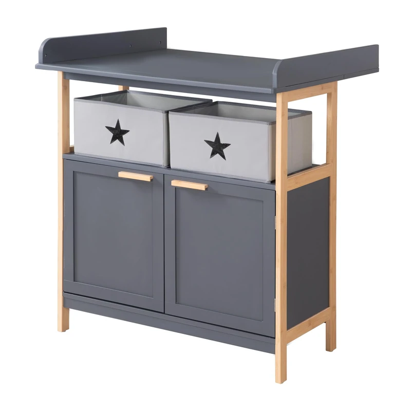 roba Berlin Wooden Chest with Changing Table - Anthracite/Bamboo