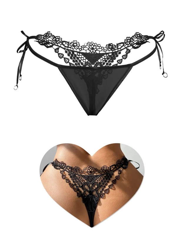 ohyeahlady Sexy G String Thongs for Women Plus Size T-back Micro Tangas Bikini Briefs Ladies Brazilian Knickers Mesh Panties Cheeky Underwear Black Size 14