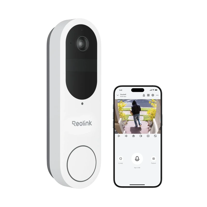 Reolink 2K Battery Doorbell Camera Wireless, Video Doorbell Camera, 1:1 Head-to-Toe View, Live Video Call, Package Recognition, 2.4/5GHz Wi-Fi, No Monthly Fee For Local Storage, White