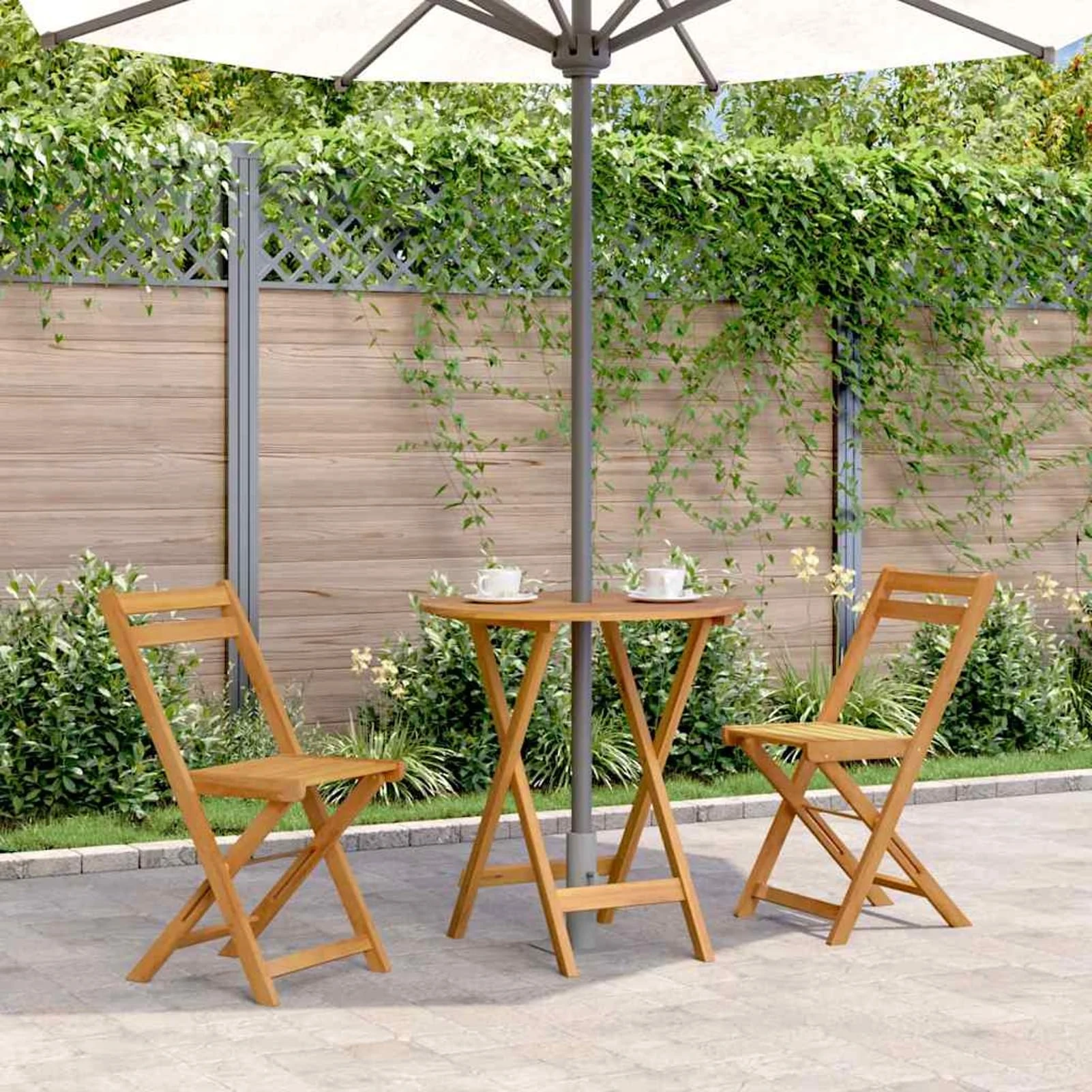 Rantry Solid Acacia Wood Foldable Weatherproof Garden Table - 70 x 75 cm, Easy to Clean, Space-Saving Design
