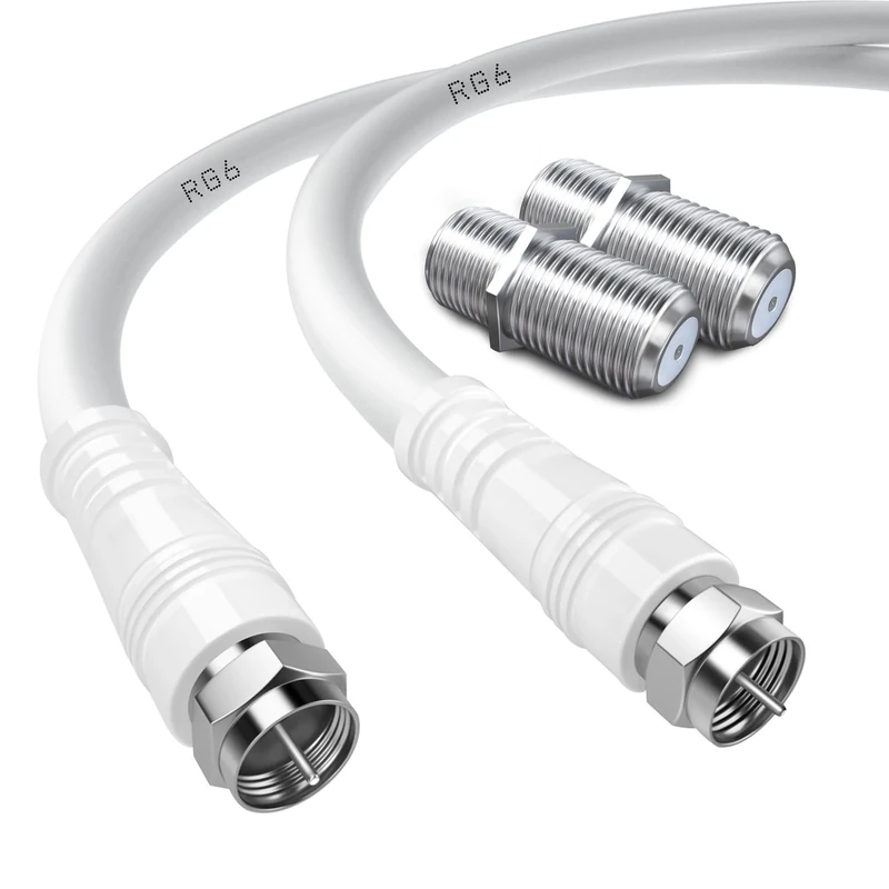 TUOLNK RG6 TV Aerial Cable F Male to F Male High Speed RG6 Coaxial Cable with F Female Compression Connector 75 Ohm, for Cable Box, TV, Satellite, Digital Router 3.3FT(1M)