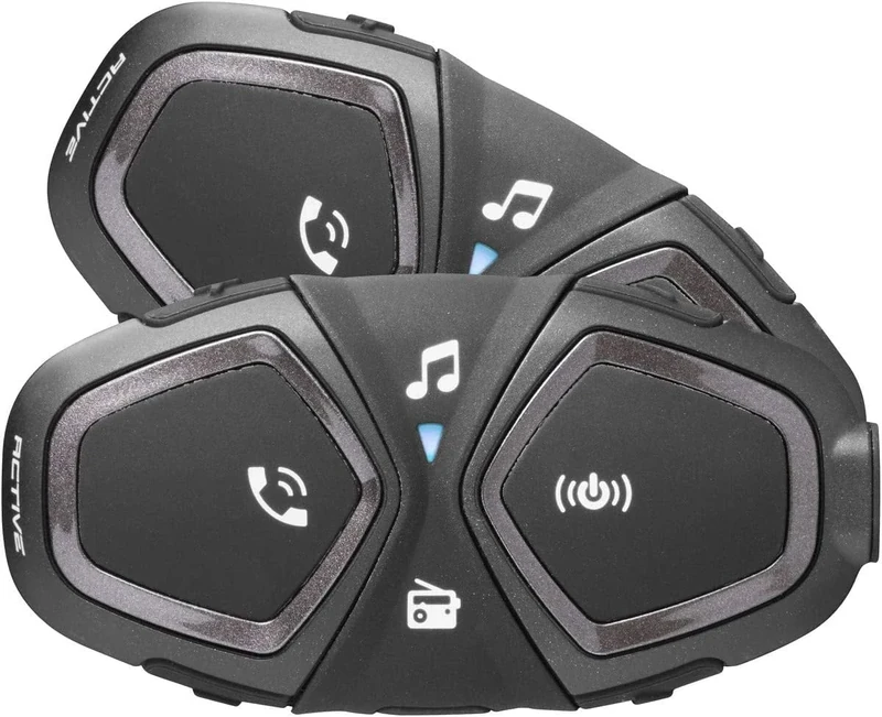 INTERPHONE Active HD Double Intercom Motorcycle Helmet Stereo Earphones 40 mm 4 Motorcyclists Max Distance 1 Km Autonomy 15 Hours Radio GPS TFT IPX67 Waterproof