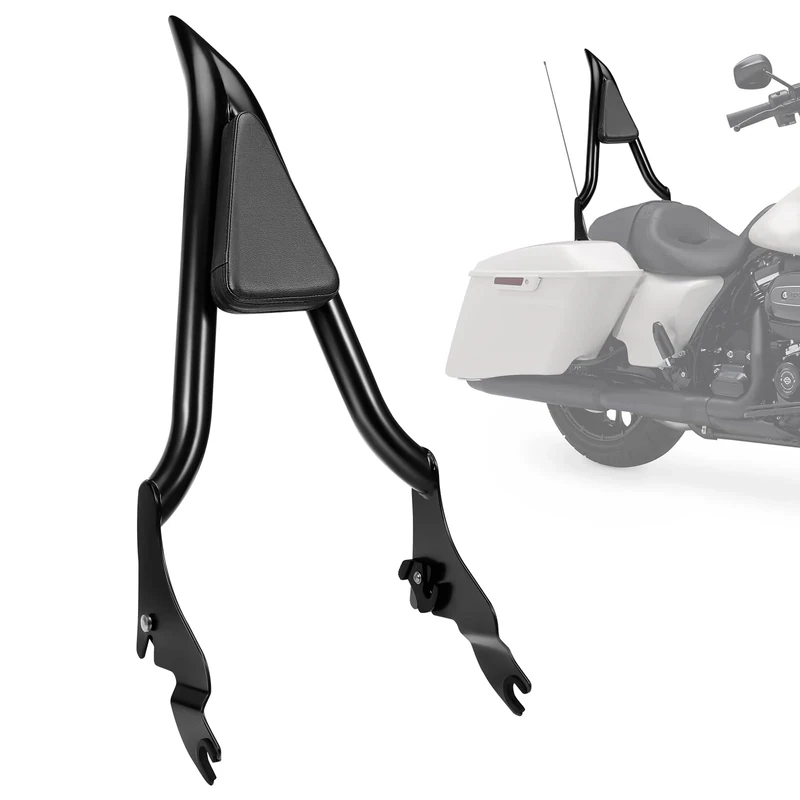 26" Motorcycle Sissy Bar for Harley, Integrated Passenger Backrest for Harley Davidson Touring CVO Street Glide Road Glide Electra Glide Road King FLHR FLHX FLHT FLTR 2009-2024, Black Sissy Bar