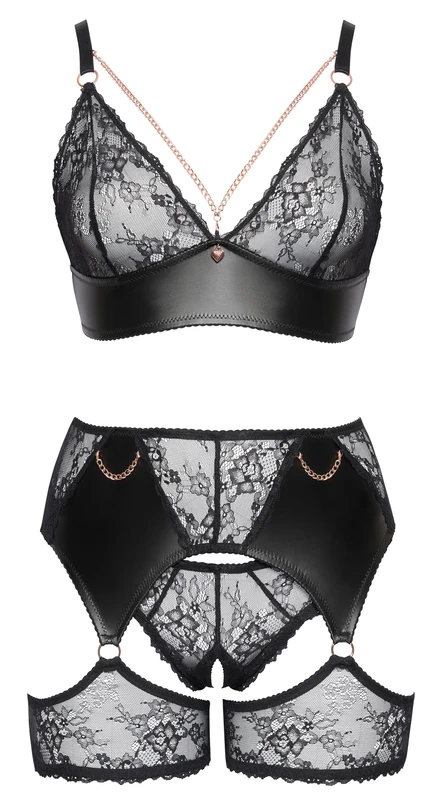 Cottelli Curves Women's Bra Set 3-Piece Black 3XL