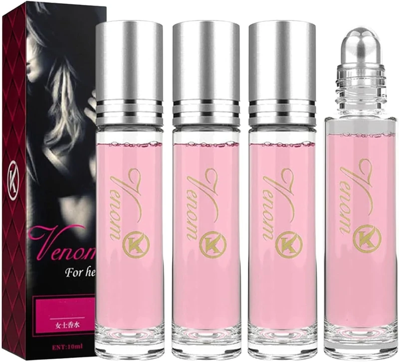 4 Pack Pheromone Perfume for Women to Attract Men, Roller Ball Essential Oil Cologne Infused With Pheromones for Men and Women