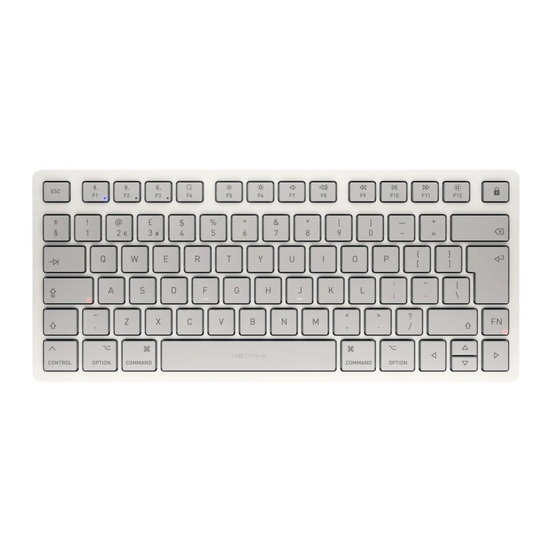 CHERRY KW 7100 MINI BT FOR MAC, Compact Mac Keyboard with 3 Bluetooth Channels, UK Layout (QWERTY), Wireless Multi-device Keyboard, Moonlight White
