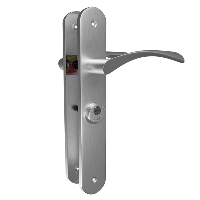 Amig - ISHI Model 46 Door Handle | Brushed Nickel Finish Steel | for Left Doors | 240 x 45mm | Includes 3 Keys | Ideal for Interior Spaces Requiring Privacy