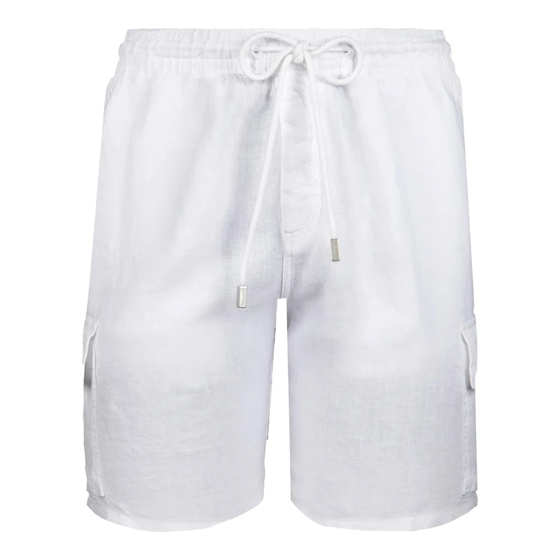 Vilebrequin, Linen Bermuda Shorts Cargo Pockets, 4Xl, White