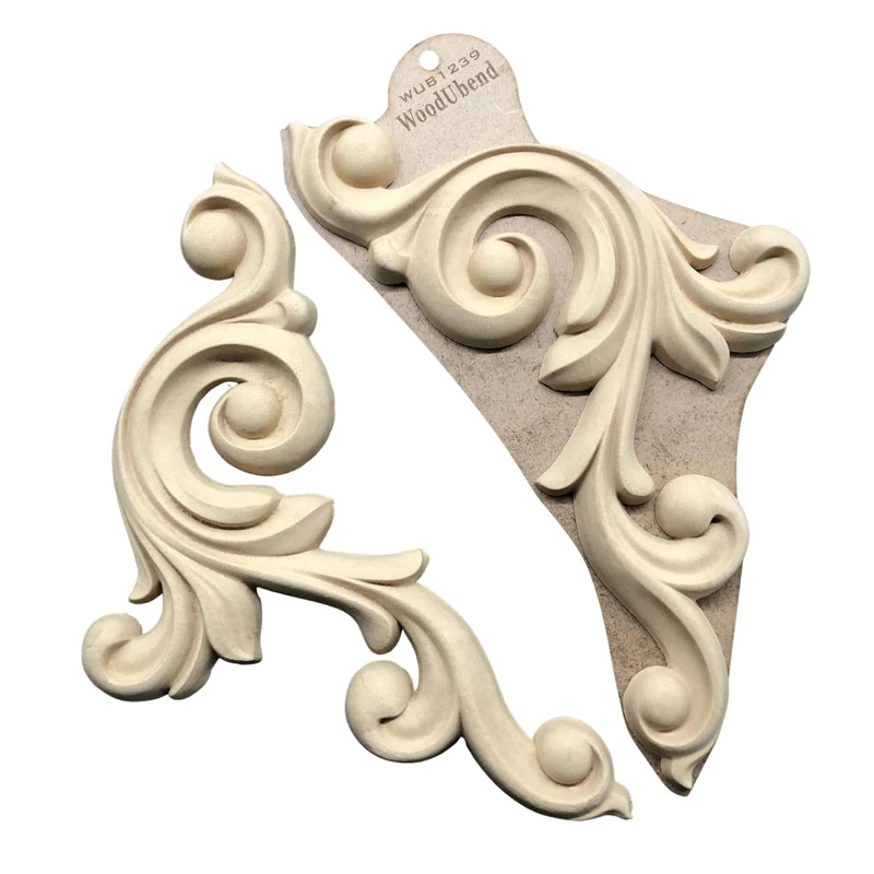 WoodUbend WUB1239 Set of Scrolls Appliques - Heat Bendable & Flexible Wood Onlays 34x16cm - DIY Craft, Furniture & Home Decor - Easy to Apply & Paint - Versatile, Reusable & Decorative