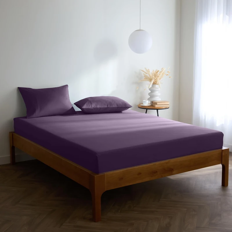 Mellanni Single Fitted Sheet - 30cm Deep, Soft Lavender (90x190 cm)