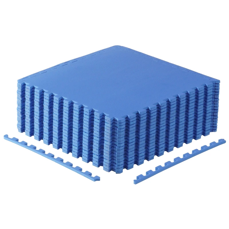 Cap 3-Pack of Exercise Puzzle Mats 24"x24" x 1/2" T Pattern-Blue